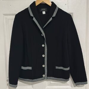 Vintage DANA BUCHMAN Black with Silver Trim Jacket Size S